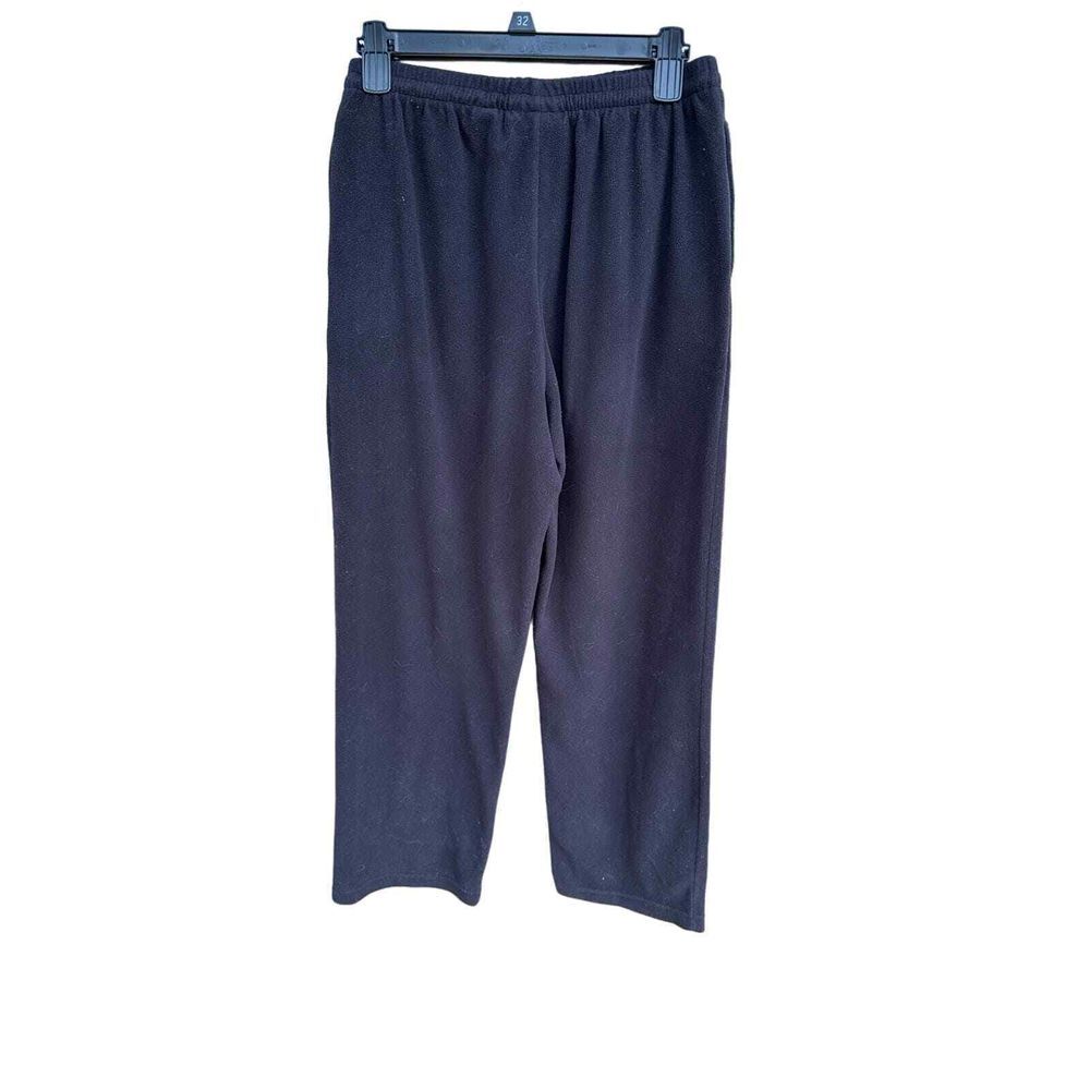 TanJay Fleece Black Wide Leg Pant Size Small S/P Cozy Casual‎ Athleisure Pull On